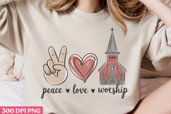 Peace Love Worship PNG, Retro Church Sublimation PNG Product Image 2