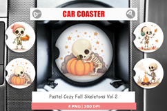 Car Coaster Pastel Fall Skeletons Product Image 1