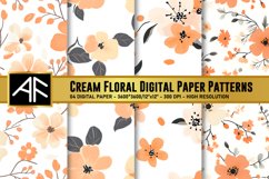 Cream Floral Digital Paper Patterns Product Image 1