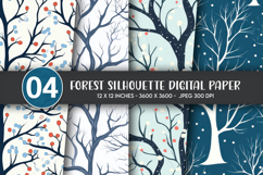 Forest Silhouette Digital Paper Product Image 1