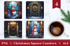 Christmas Square Coasters, Christmas Snowman Sublimation PNG Product Image 1