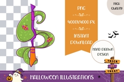 Hand Drawn Halloween Witch Broom Illustration Product Image 1