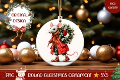 Christmas Mouse Ornament, Christmas Wreath Ornament Design Product Image 1