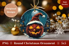 Creepy Pumpkin Ornament, Spooky Village Ornament PNG Product Image 1