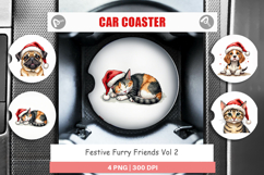 Festive Furry Friends Car Coaster Product Image 1
