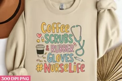 Coffee scrubs & rubber gloves PNG, Nurse Sublimation PNG Product Image 2