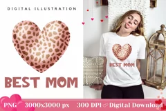 Best Mom Illustration PNG, Valentine's Heart Sublimation Product Image 1