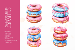 Watercolor donut clipart sublimation png Product Image 1