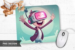 Excited VR Character with Glowing Screen Mouse Pad PNG Product Image 1