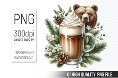 Christmas Coffee With A Bear Clipart, Coffee Lover Clipart Product Image 1