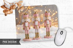 Whimsical Pink Nutcrackers in a Snowy Wonderland Mouse Pad Product Image 1
