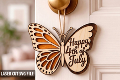 Butterfly 4th Of July Laser cut SVG - Laser Cut Design Product Image 1