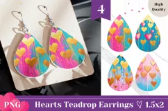 Love Hearts Teardrop Earrings, Colorful Hearts Earrings PNG Product Image 1