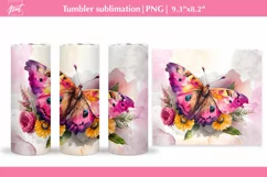 Butterfly tumbler sublimation Summer tumbler wrap design PNG Product Image 1