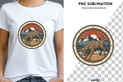 Western Bull PNG | Vintage Rodeo Bull Design | Rustic Product Image 1