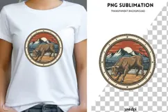 Western Bull PNG | Vintage Rodeo Bull Design | Rustic Product Image 1