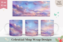 Sky Mug Wrap, Pink Glitter Mug Design, Celestial Mug Print Product Image 1