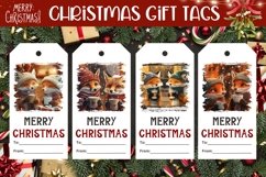 Winter Gift Tag Printable, Cartoon Christmas Fox Gift Tags Product Image 1
