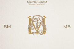 MB BM Wedding Monogram Logo | Elegant Initials Vector Product Image 1
