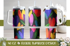 Abstract Tulips Tumbler Wrap Design, Flowers 40 Oz Tumbler Product Image 1