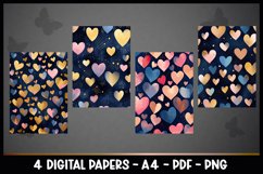 4 Digital Papers Hearts I Valentine&#039;s Day Papers Product Image 2