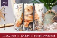 Winter Tumbler Wrap, Christmas Bear Tumbler Sublimation Product Image 1