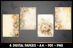 4 Digital Papers Vintage Flowers Gold I Planner Pages Product Image 2