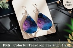 Abstract Teardrop Earrings Design, Blue Earrings Template Product Image 1