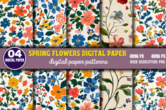 Spring Flowers Digital Paper Bundle PNG Product Image 2