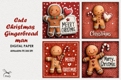 Cute Christmas gingerbread man digital paper Product Image 1