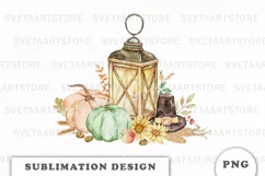 Watercolor Thanksgiving lantern sublimation png Product Image 1