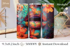 Colorful Lips Tumbler Design, Floral Lips Tumbler Wrap Product Image 1