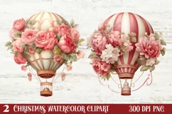Christmas Hot Air Balloon Clipart, Christmas Hot Air Product Image 2