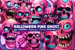 Halloween Pink Ghost Sublimation Clipart, Halloween Pink PNG Product Image 1