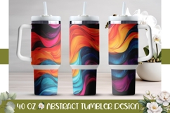 Abstract Waves Tumbler Sublimation, Colorful 40 Oz Tumbler Product Image 1
