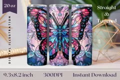 Stained Glass Butterfly Tumbler Wrap, Butterfly Sublimation Product Image 1
