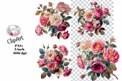 Flowers, Junk Journal, PNG, Clipart, Ephemera, Botanical Product Image 1