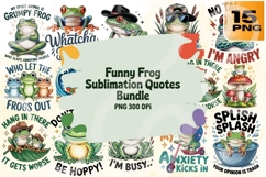 Funny Frog PNG Bundle 15 Sarcastic Sublimation Designs Product Image 1