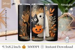 Cartoon Ghost Tumbler Design, Cartoon Halloween Ghost PNG Product Image 1