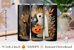 Cartoon Ghost Tumbler Design, Cartoon Halloween Ghost PNG Product Image 1
