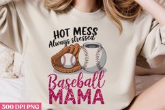 Hot Mess Always Stressed PNG, Baseball Mama Sublimation PNG Product Image 2