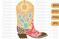 Cowboy boots cut file svg, png Cowgirl boot Cactus decor svg Product Image 1