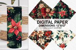Christmas Floral Seamless Digital Paper-Christmas Background Product Image 1