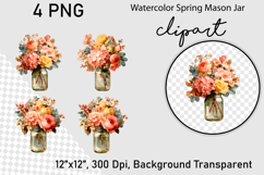 Watercolor Spring Mason Jar Clipart Product Image 1