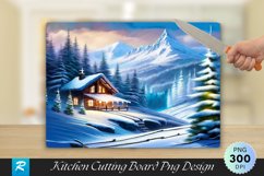 Snowy Mountain Pines Winter Cutting Board PNG Design Product Image 1