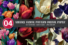 Vintage Floral Pattern Digital Paper Product Image 1