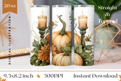 Watercolor Pumpkins Tumbler Design, Thanksgiving Sublimation Product Image 1