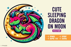 Cute Sleeping Dragon on Crescent Moon Product Image 1