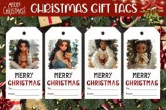 Cozy Winter Gift Tags, Cartoon Christmas Girl Gift Tag PNG Product Image 1