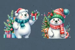 Watercolor Polar Bears cliparts. PNG sublimation Product Image 2